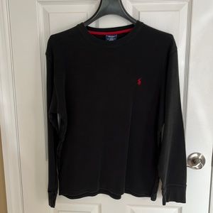 Polo Ralph Lauren Waffle Knit Shirt Sz L Black